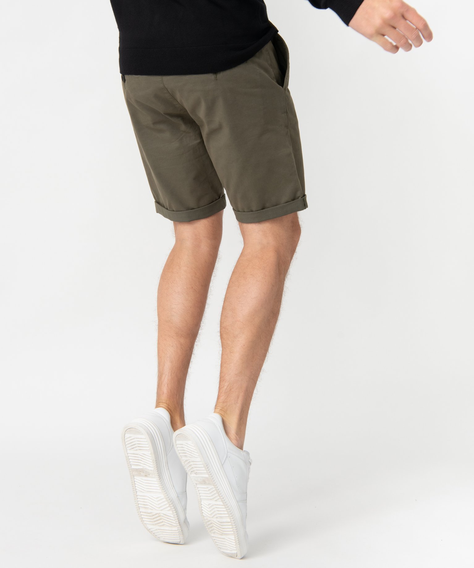 Bermuda homme en toile extensible 5 poches coupe chino kaki | GEMO
