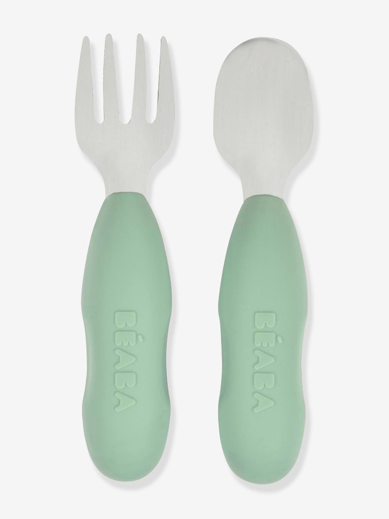 Beaba 2er-Set Baby Esslern-Besteck BEABA ab 10 Monaten - grau