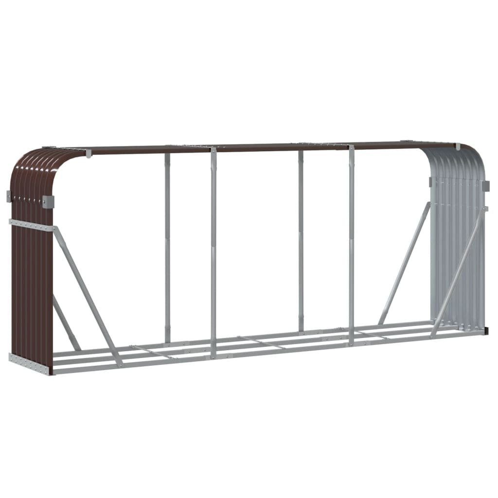 vidaXL Kaminholzregal Kaminholzunterstand Braun 234x45x100 cm Verzinkter Stahl, BxTxH:234x45x100 cm