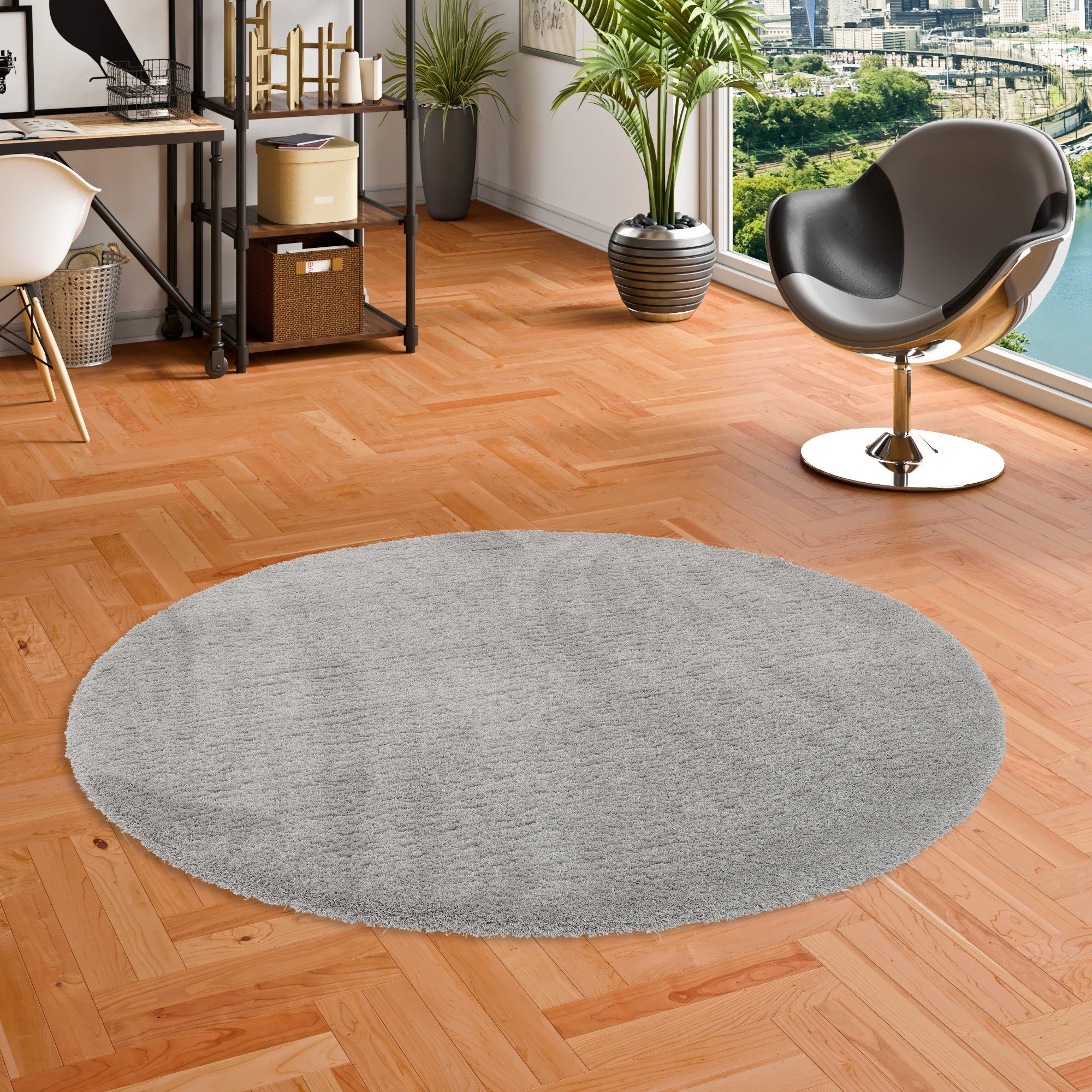 Hochflor-Teppich Luxus Hochflor Langflor Teppich Harmony Rund, Snapstyle, Rund, Höhe: 26 mm