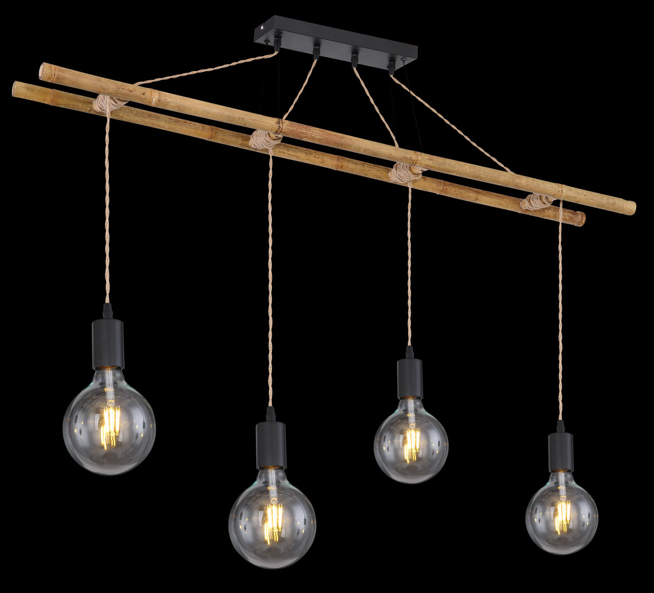 Globo Lighting - LIONI - Hängeleuchte Bambus naturfarben, 4x E27