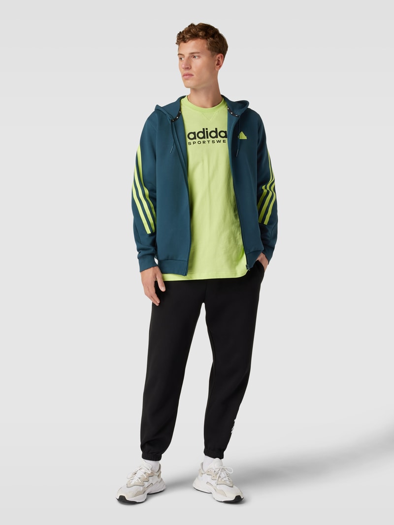 Sweatjacke mit Label-Patch in petrol