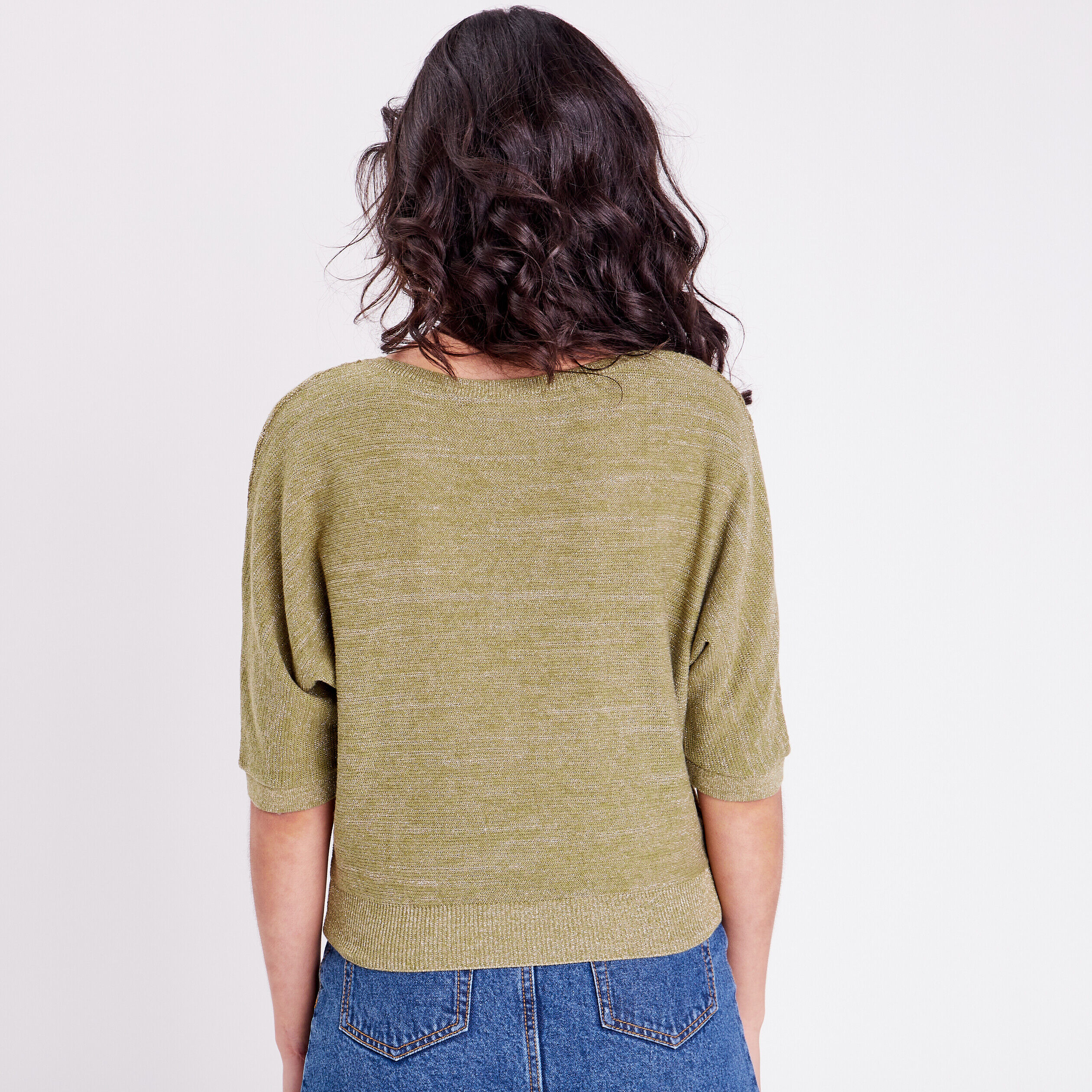 Pull manches chauves-souris vert kaki femme | Cache Cache