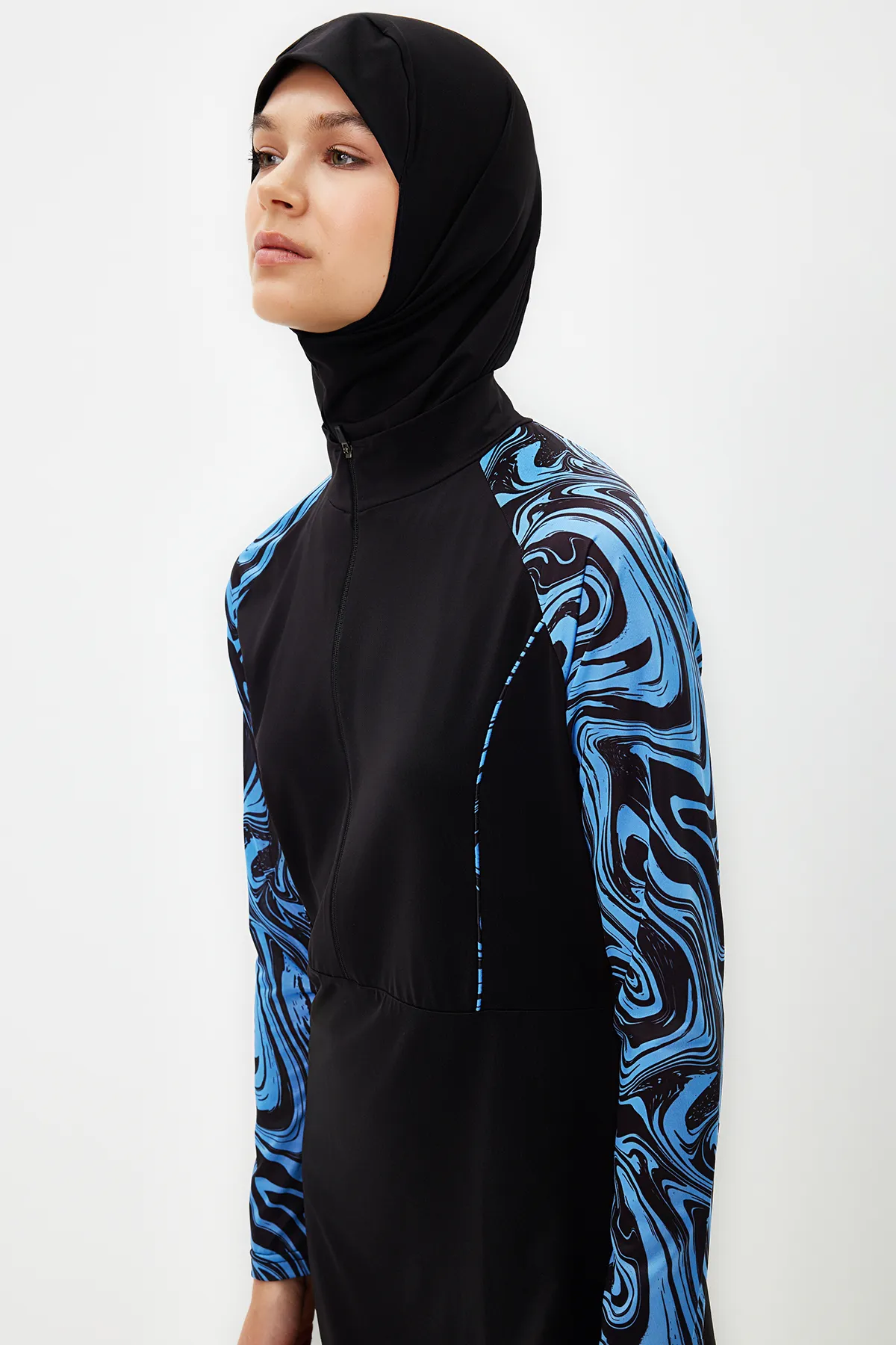 Trendyol Modest  Marineblaues, langärmliges Surf Performance 3-teiliges Badeanzug-Set TCTSS22CF0021