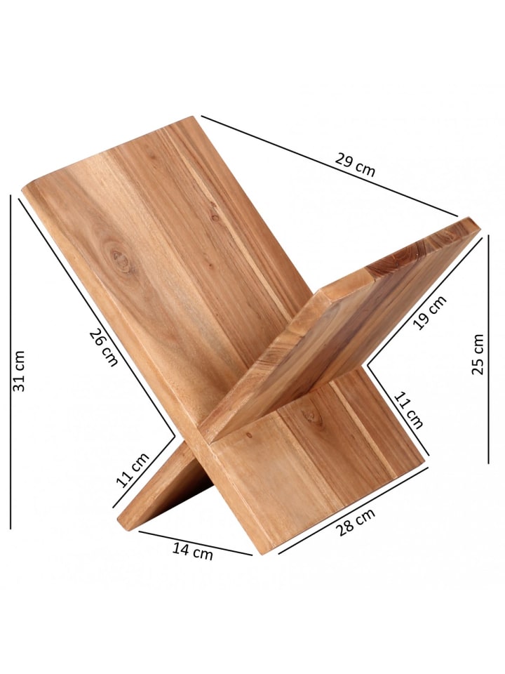 KADIMA DESIGN Zeitungsständer MUMBAI Massivholz X-Form 31 cm in Akazie günstig kaufen onesize