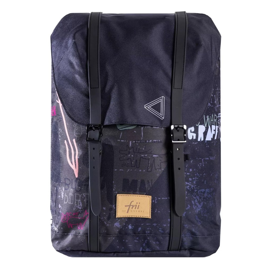 Frii of Norway Ergonomischer Schulrucksack 30L Black Graffiti
