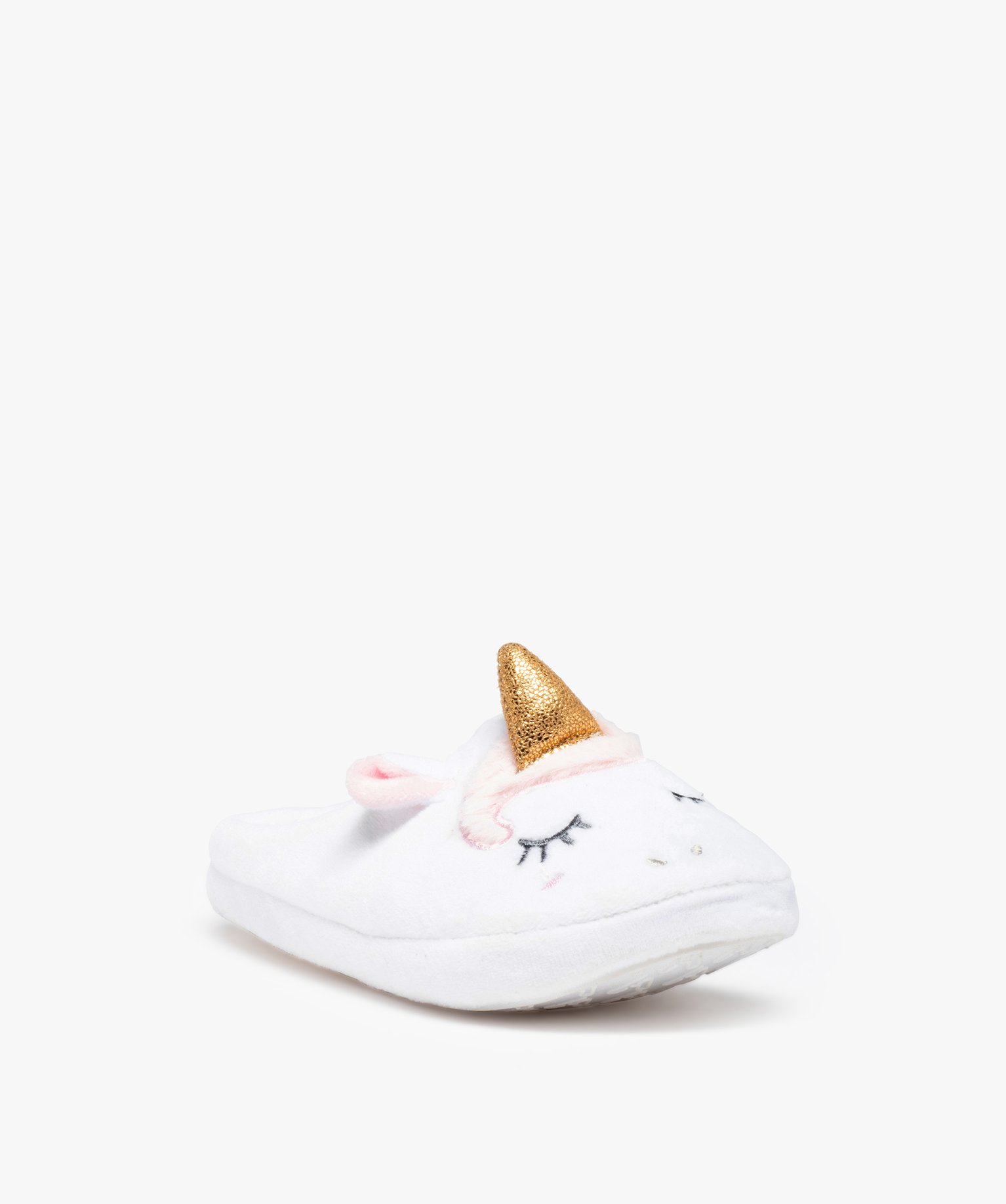 Chaussons fille mules en forme de licorne détails pailletés beige | GEMO