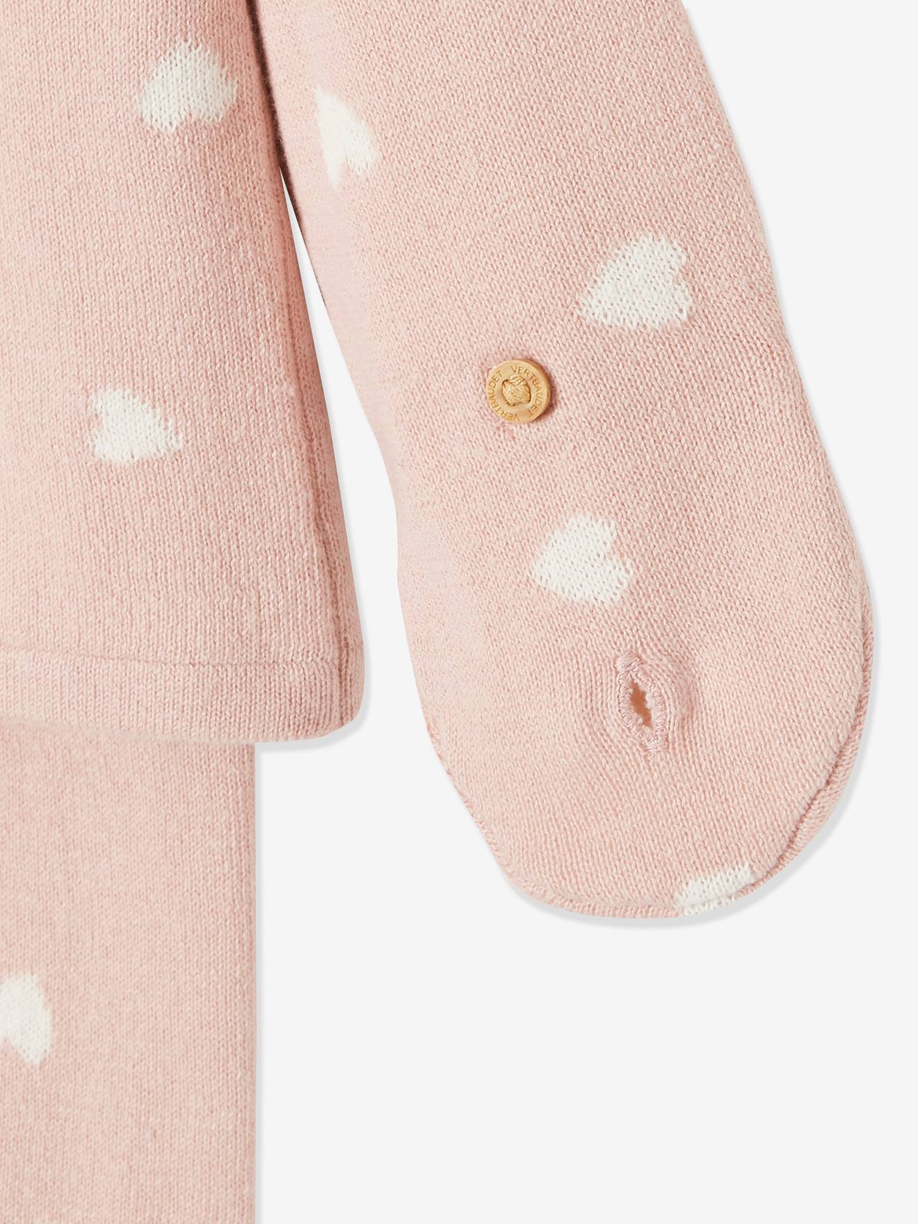Ensemble 4 pièces bébé : pull + pantalon + bonnet + moufles gris clair chiné