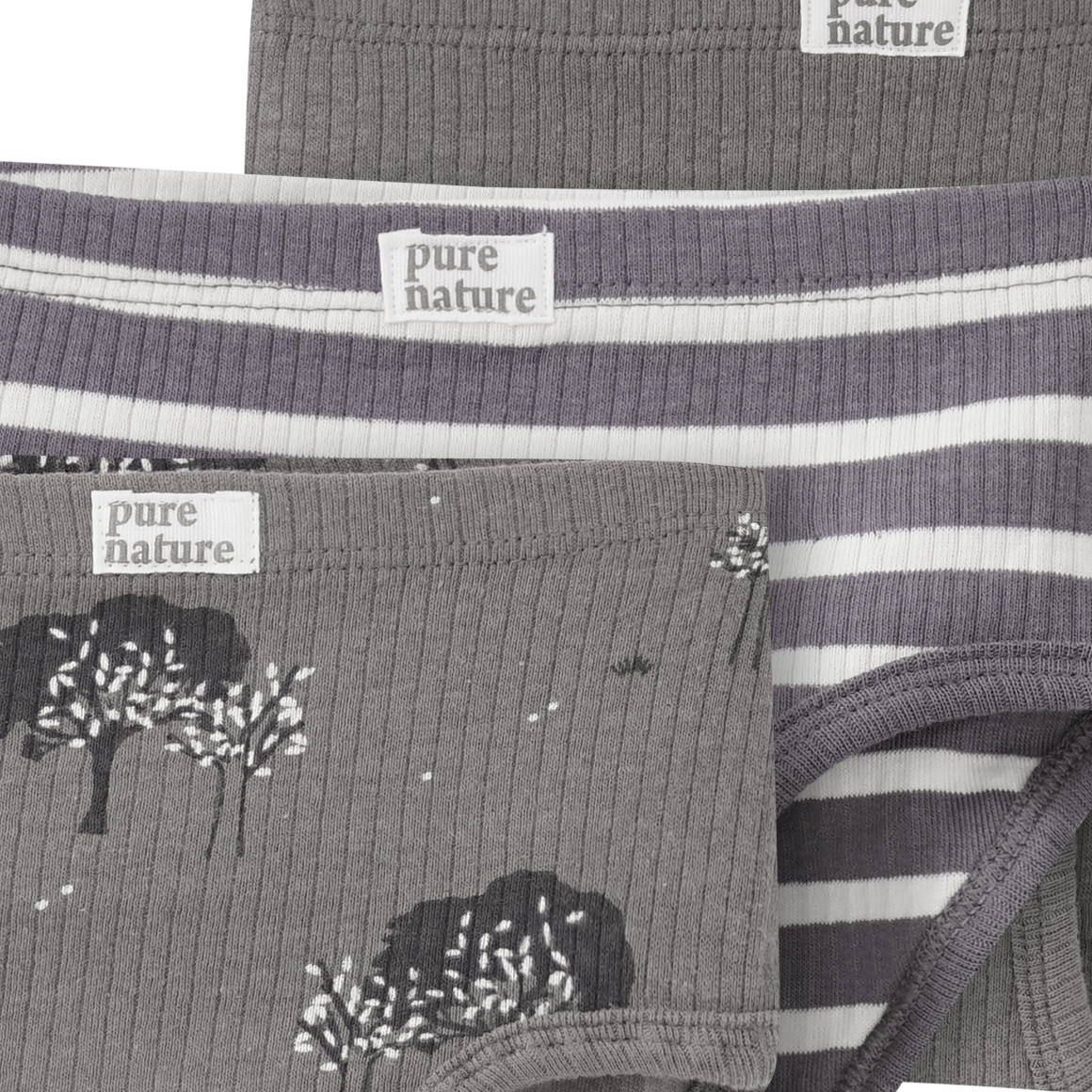 3 Baby Slips mit Rippstruktur