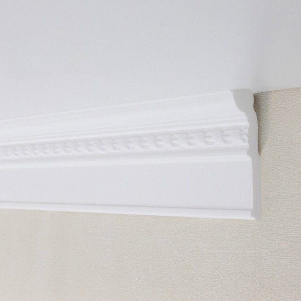 PROVISTON Stuckleiste Polystyrol, 34 x 98 x 2000 mm, Weiß, Deckenleiste