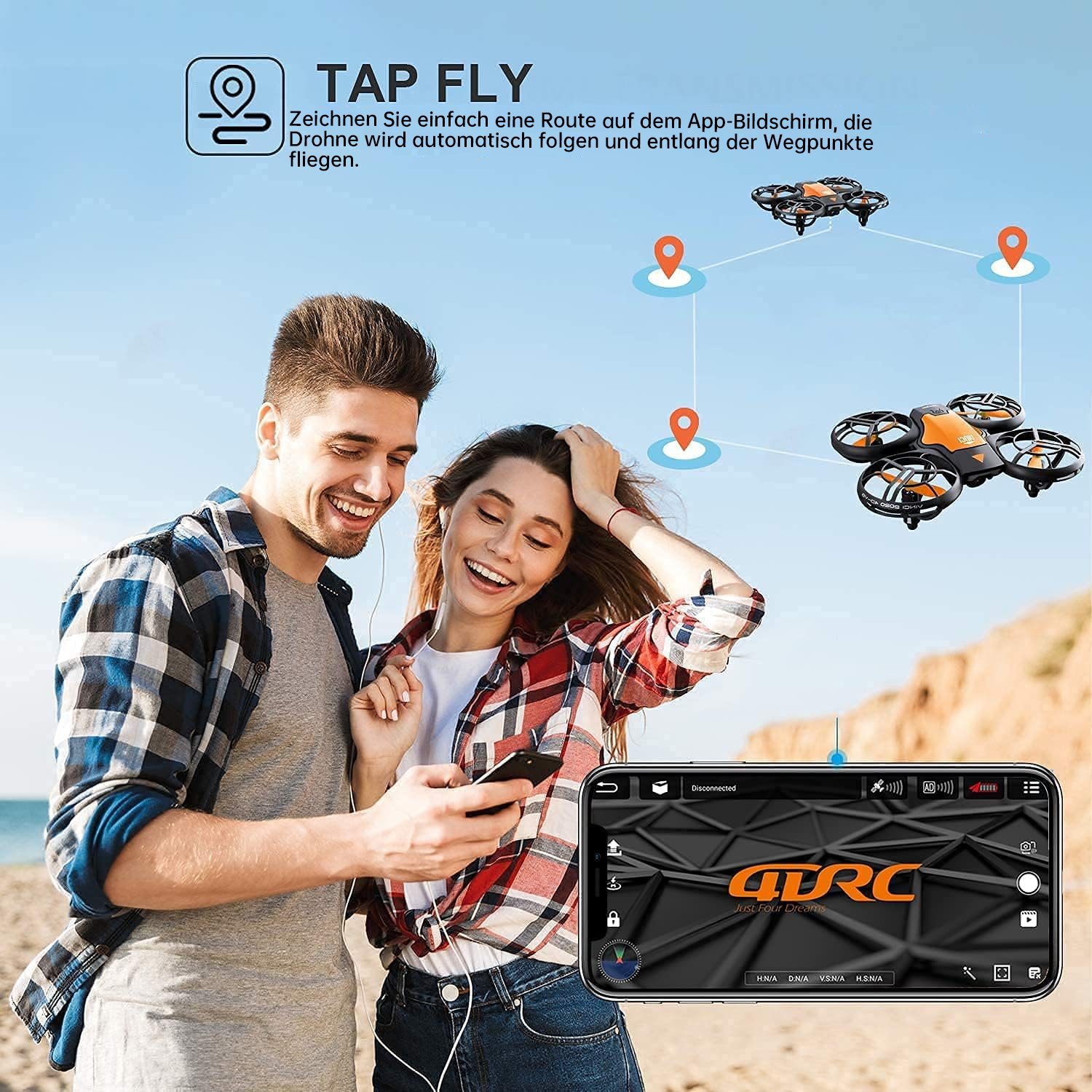 4DRC Mini-Drohne für Kinder, FPV 2,4 G WLAN, verbesserter Propellerschutz Spielzeug-Drohne (720p, 3D-Flip, Kampfmodus, Induktion der Schwerkraft, Höhenhaltung)