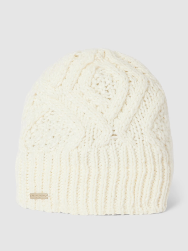 Mütze mit Zopfmuster in offwhite