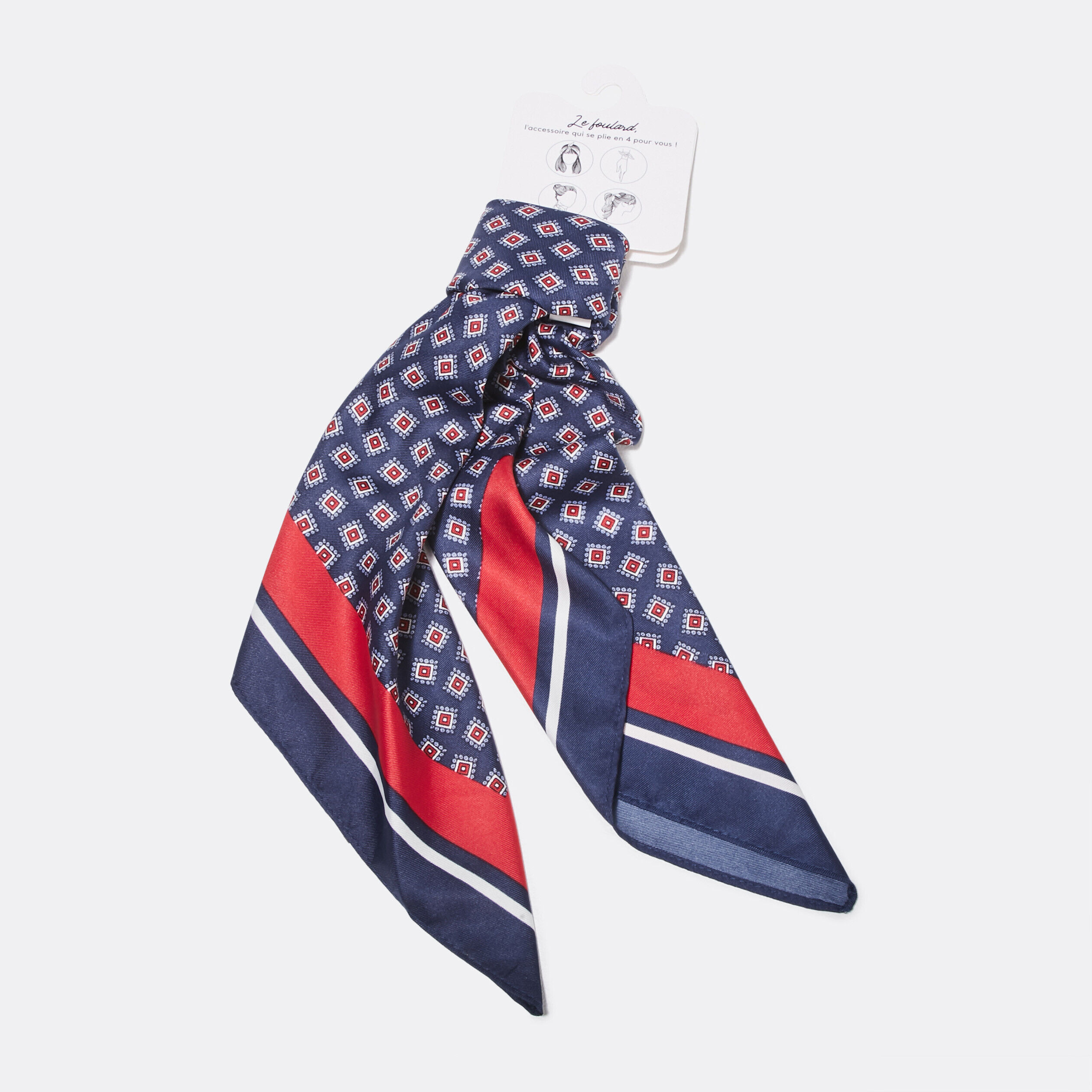 Foulard carrée bleu marine femme | Cache Cache