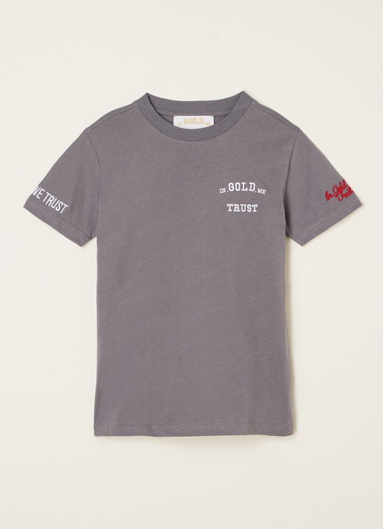 Majica od organskog pamuka s vezom i printom logotipa u zlatnoj boji We Trust The Pusha