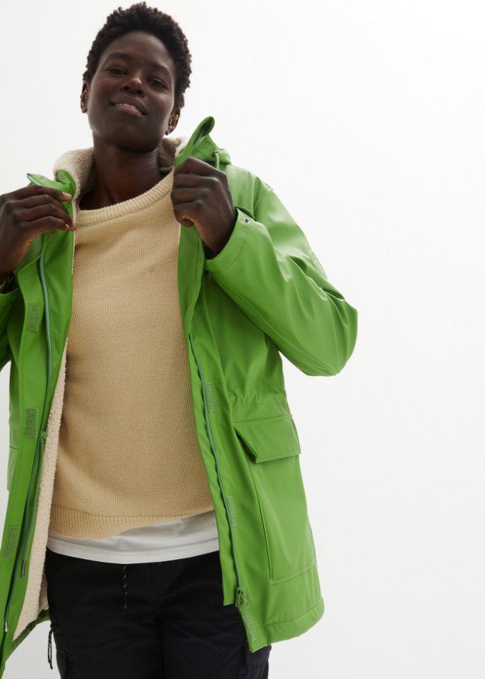 Regenjacke mit Teddyfutter aus wasserdichtem Material