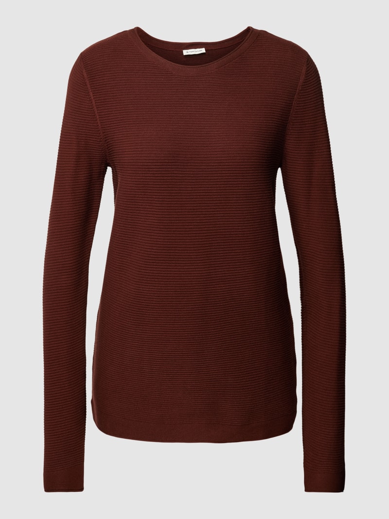 Strickpullover mit Rippenstruktur in mittelbraun
