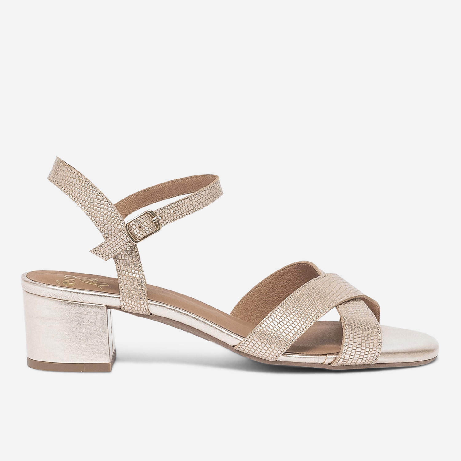 Sandale ERAM FLEX dorée en cuir effet python