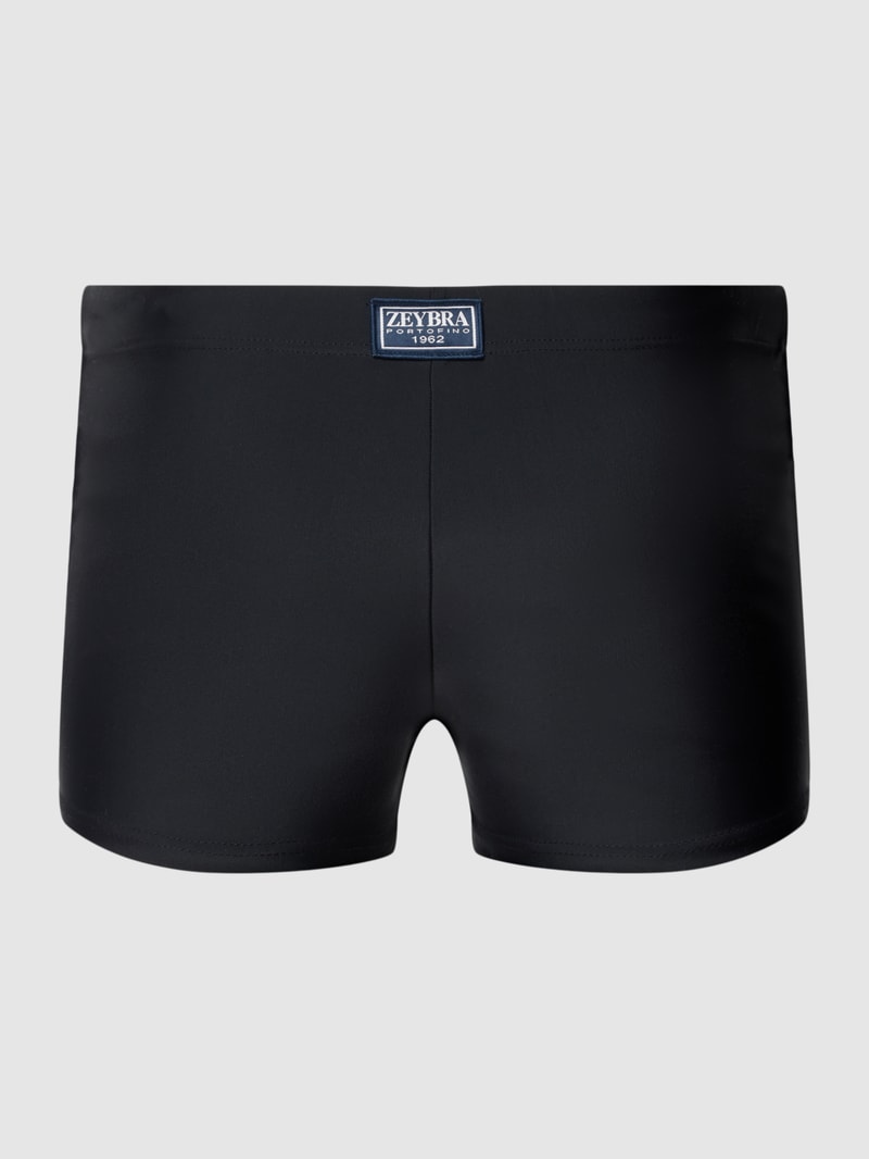 Badehose mit Label-Stitching Modell 'PARIGAMBA' in schwarz