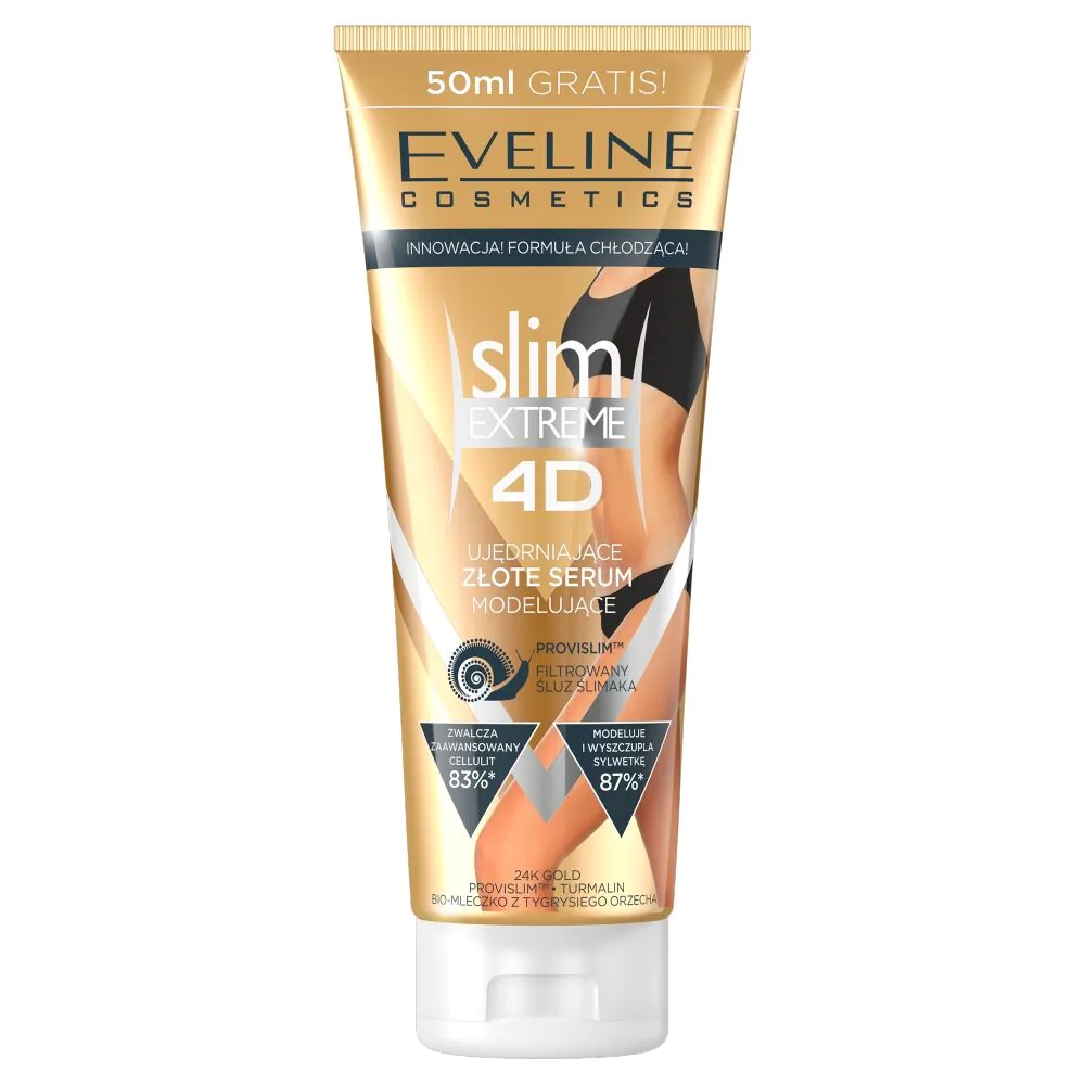 „Eveline Cosmetics Slim Extreme 4D“ auksinis liekninamasis ir stangrinantis serumas