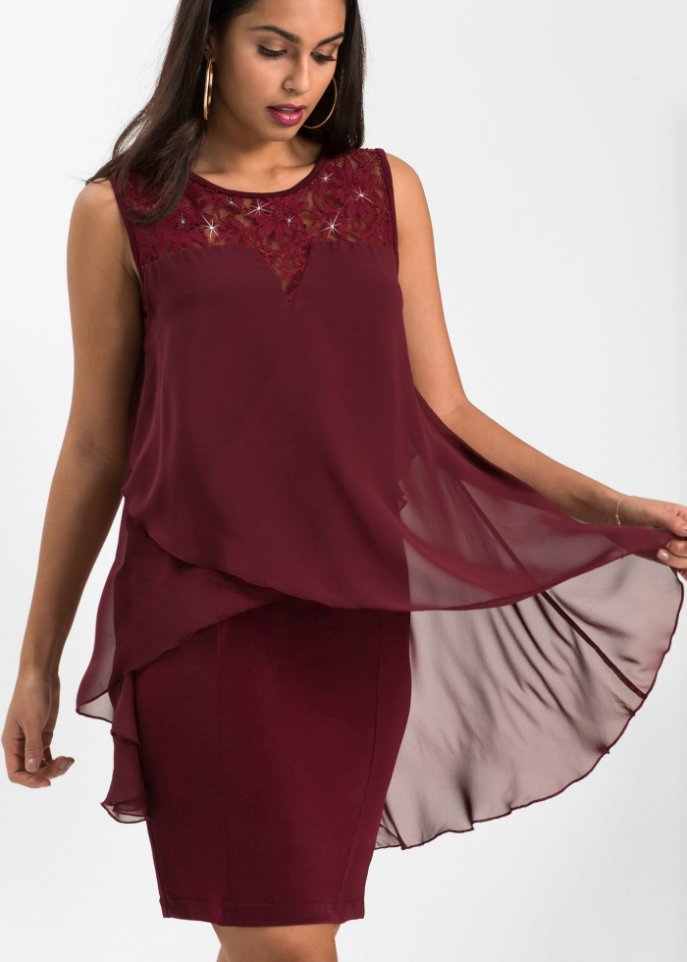 Jerseykleid mit Chiffon