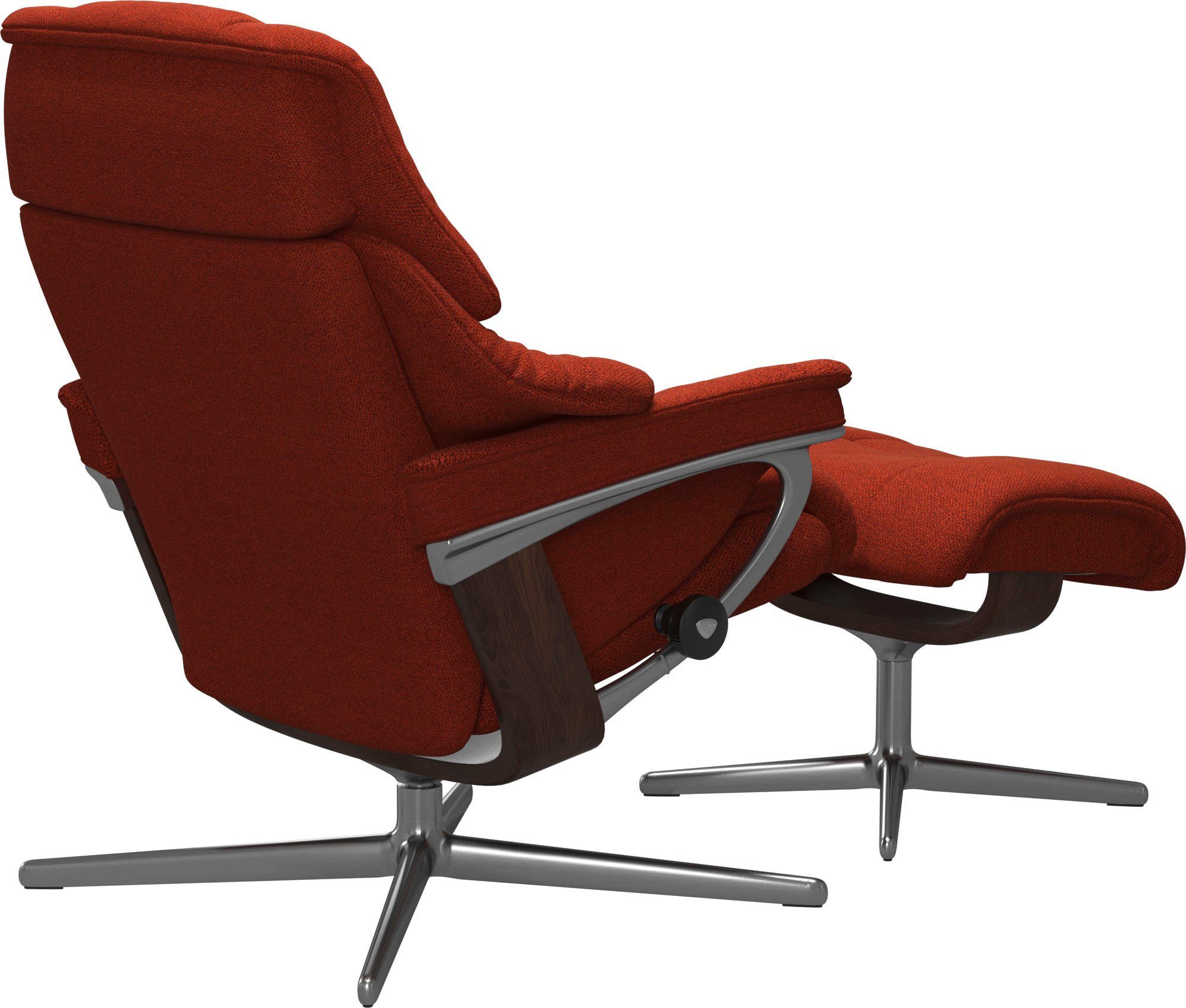 Stressless® Relaxsessel Reno (Set, Relaxsessel mit Hocker), mit Hocker, mit Cross Base, Größe S, M & L, Holzakzent Braun