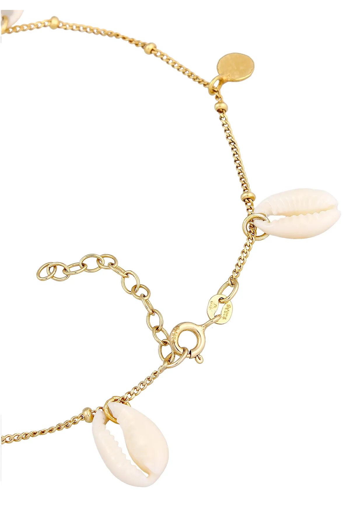 ELLI  Fußschmuck Plättchen Kauri Muschel Maritim 925 Silber