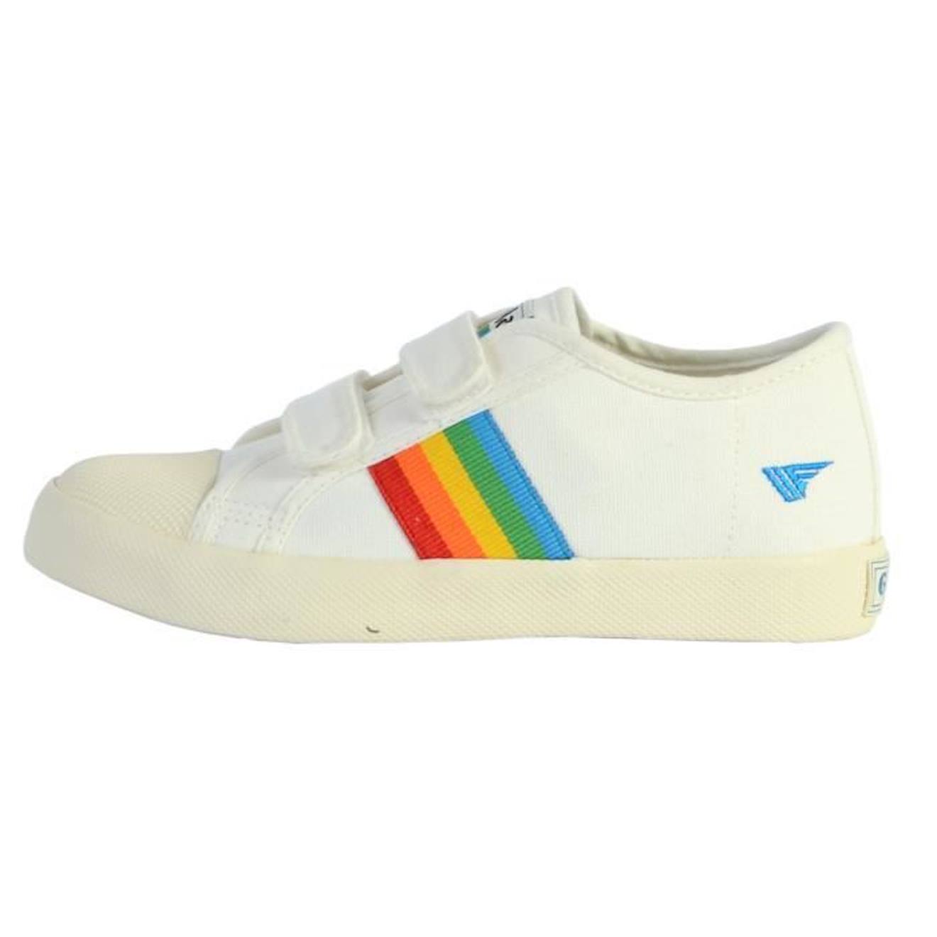 Basket Gola Enfant Coaster Rainbow Velcro blanc