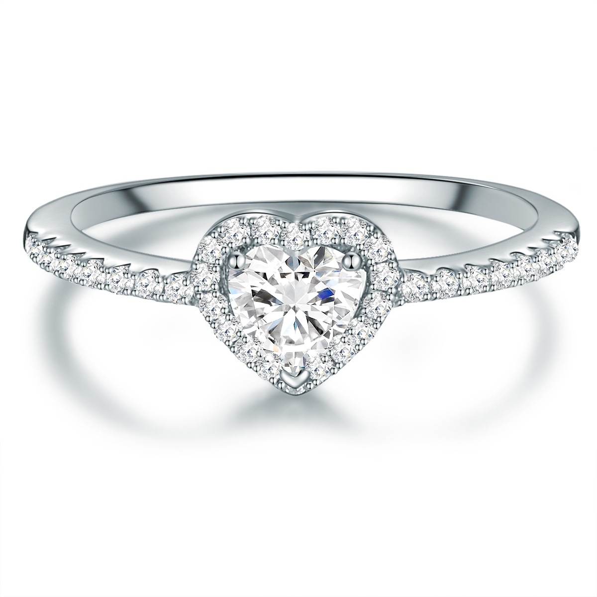 Ring Herz Sterling Silber Zirkonia in Silber
