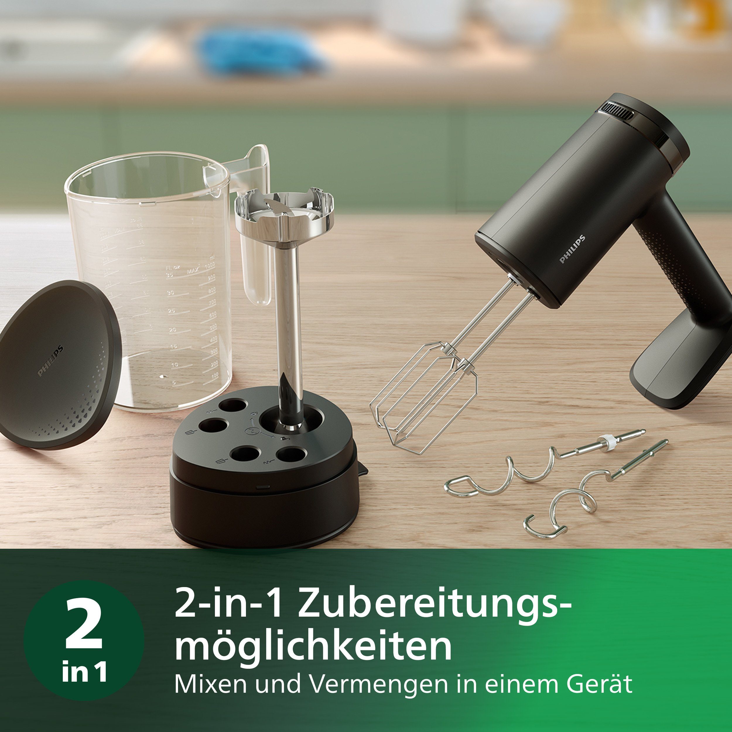 Philips Handmixer HR3781/10 5000 Series, 500 W, mit Anti-Spritz-Design und Becher zur intelligenten Aufbewahrung