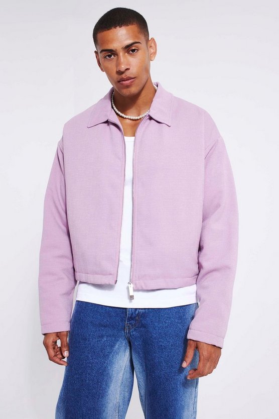 Kastige Bouclee Harrington-Jacke