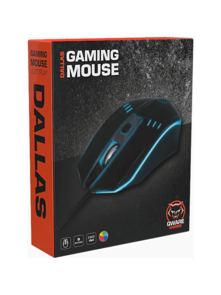 COFI 1453 Qware Gaming Maus Dallas Kabelgebundene Maus mit LED-Beleuchtung in Schwarz günstig kaufen onesize