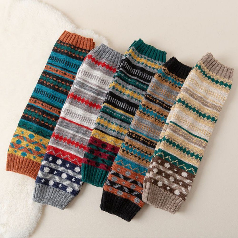 Beinstulpen Stulpen Damen Lange Winter Legwarmer (Böhmischer Stil Beinstulpen Gestrickt) Verdicken Knit Beinwärmer Overknee Strümpfe