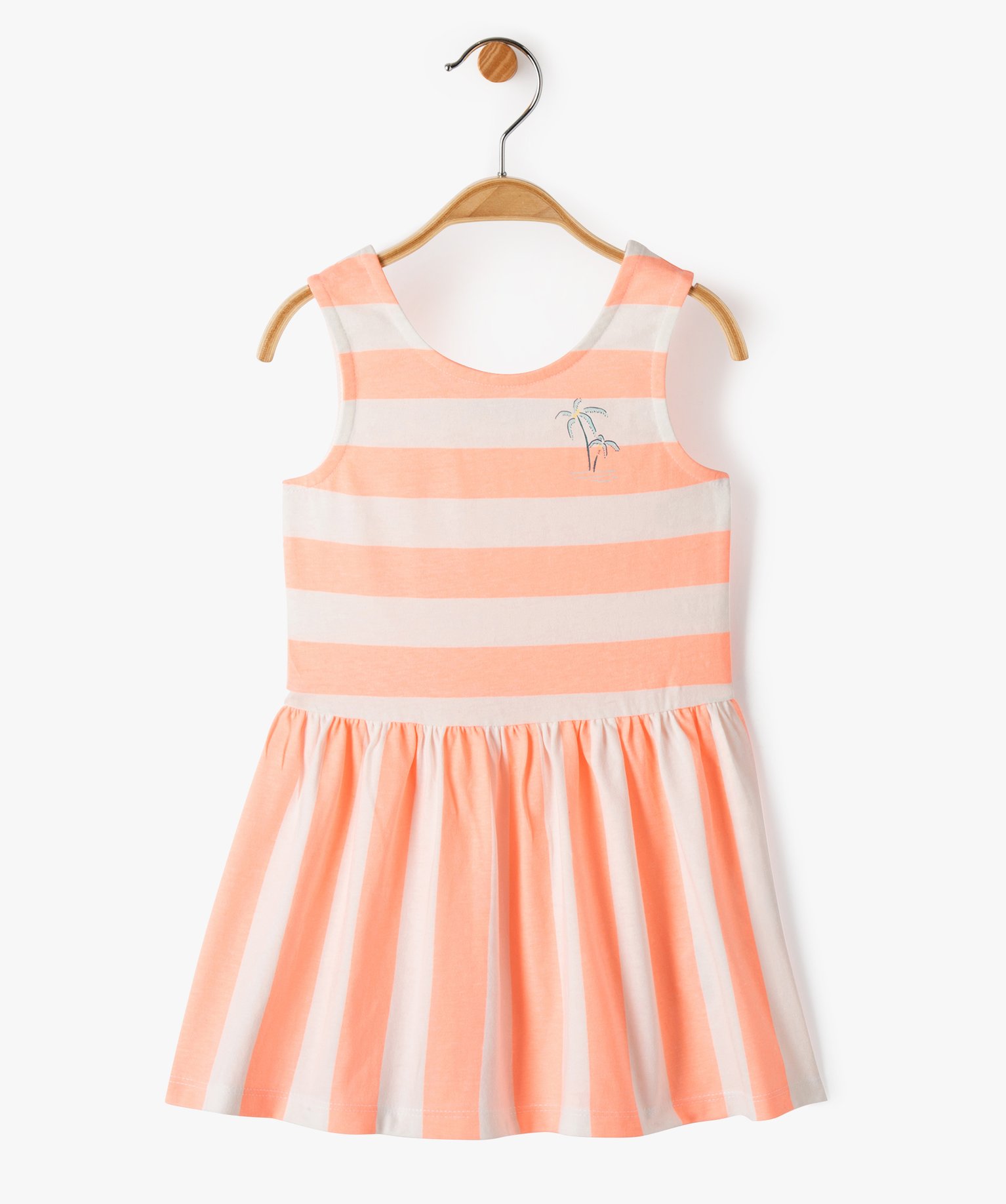 Robe bébé fille à rayures à bretelles rose | GEMO
