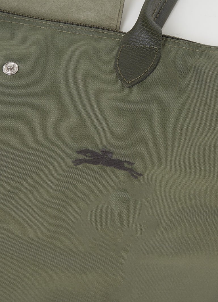 Longchamp Le Pliage Vihreä olkalaukku L nahkayksityiskohdilla