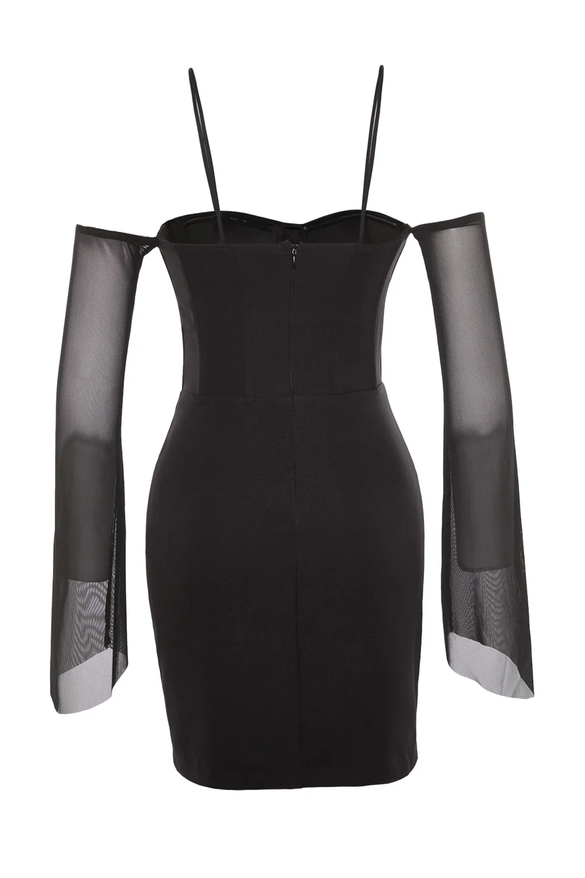 Trendyol Collection  Schwarzes, figurbetontes, gefüttertes, elegantes Abendkleid TPRAW23EL00052