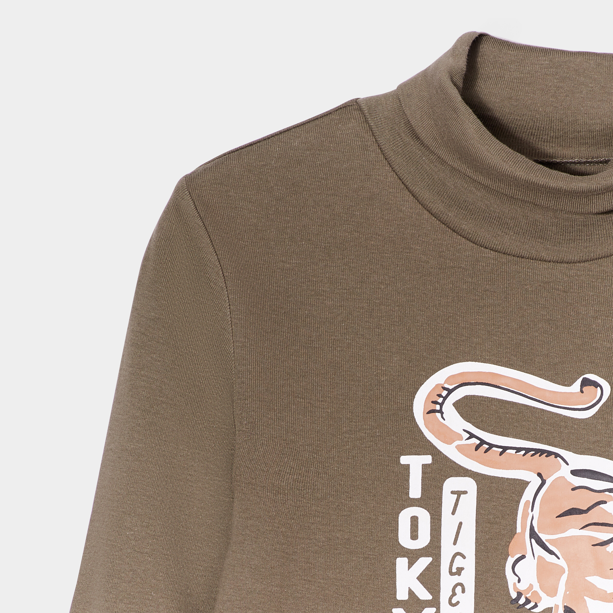 Lot 2 t-shirts col roulé vert kaki garçon | La Halle