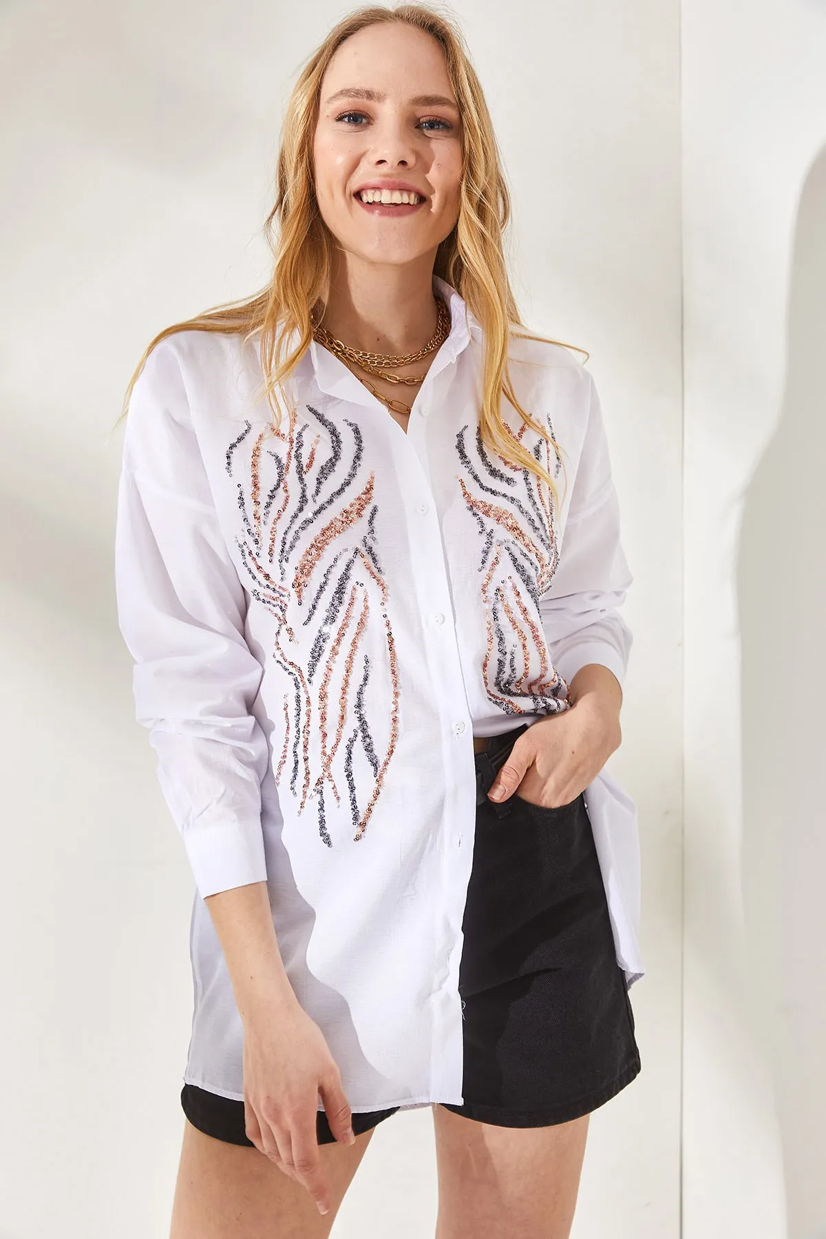 Olalook  Hemd - Weiß - Oversized