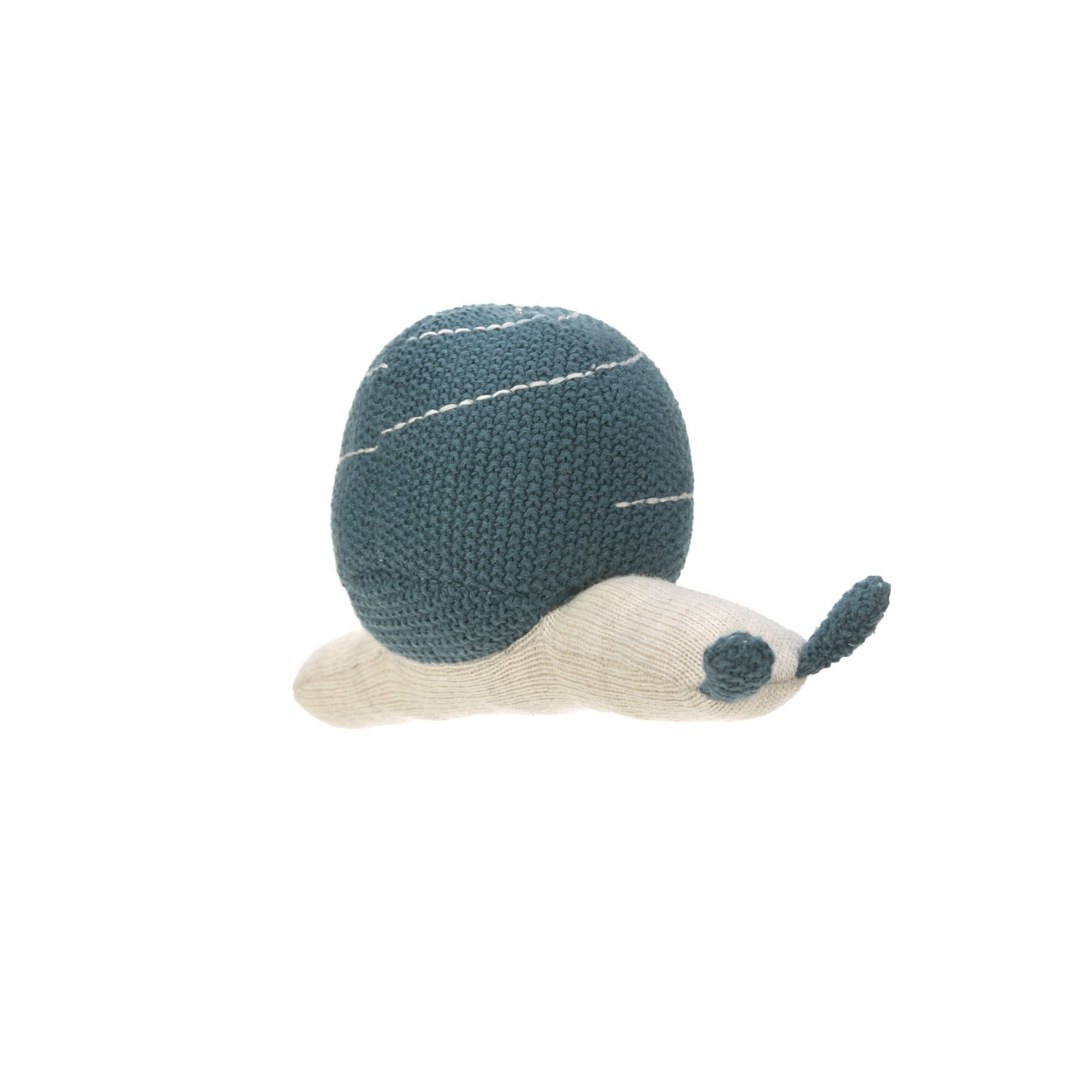 Kuscheltier mit Rassel - Knitted Toy, Garden Explorer Schnecke Blau