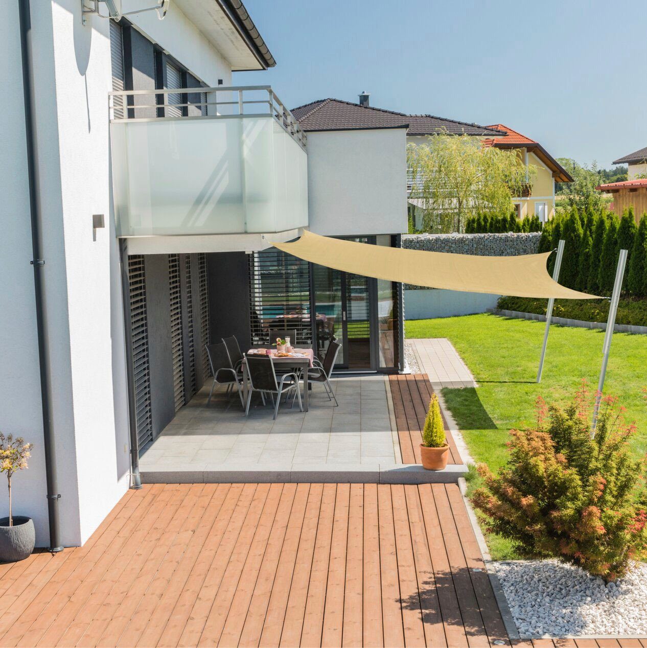 Windhager Sonnensegel Capri Quadrat, 5x5m, champagner