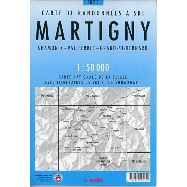 Swisstopo 1 : 50 000 Martigny Skiroutenkarte - Wanderkarte