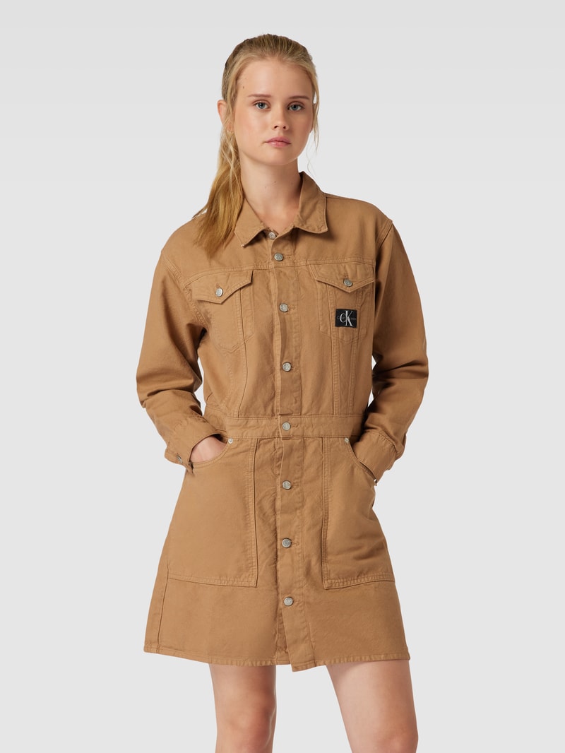 Jeanskleid mit Umlegekragen Modell 'CANVAS' in cognac