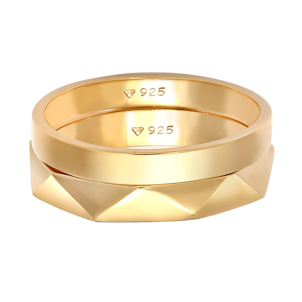 Elli Elli Bague pour dames  Hexagone de base martelé en 925/1000 argent massif Bague