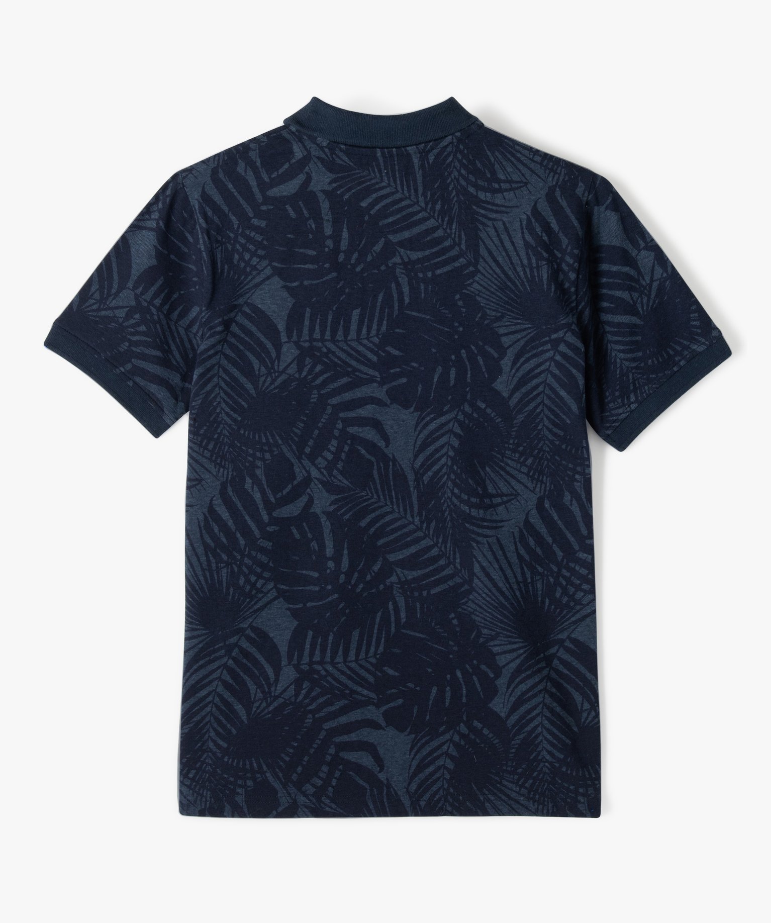 Polo Garçon à manches courtes à motif exotique marine | GEMO