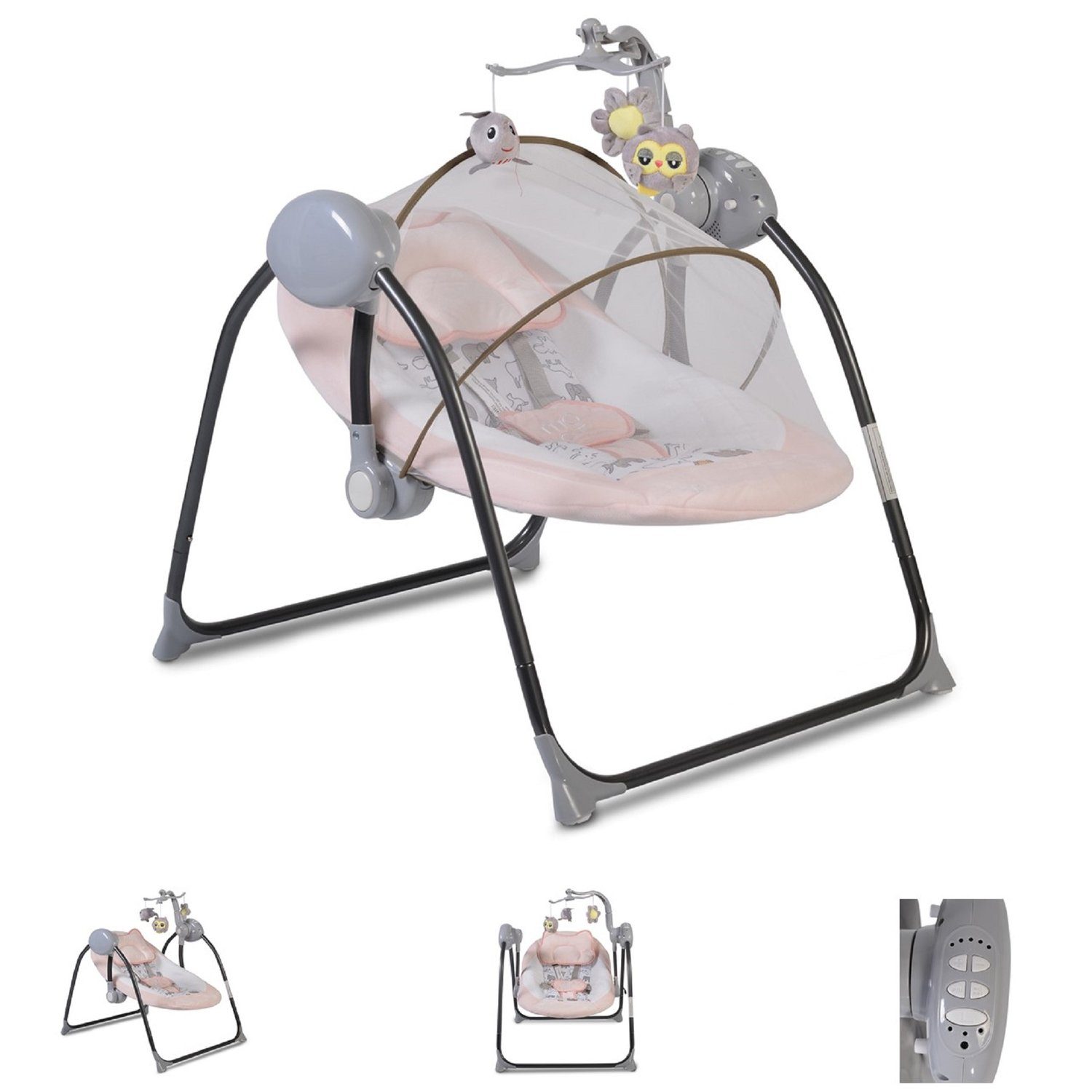 Moni Babywippe Babywippe ZaZu Spielbogen, Spielbogen Musikfunktion Schaukelfunktion Timer