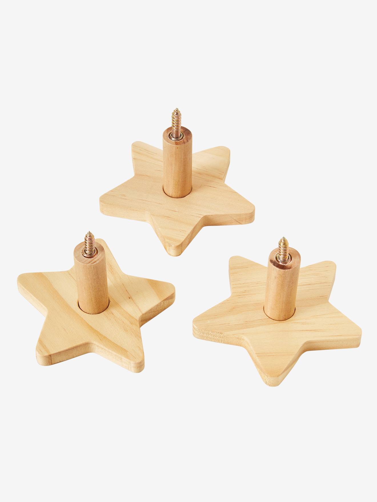 Lot de 3 patères étoiles LIGNE SIRIUS bois