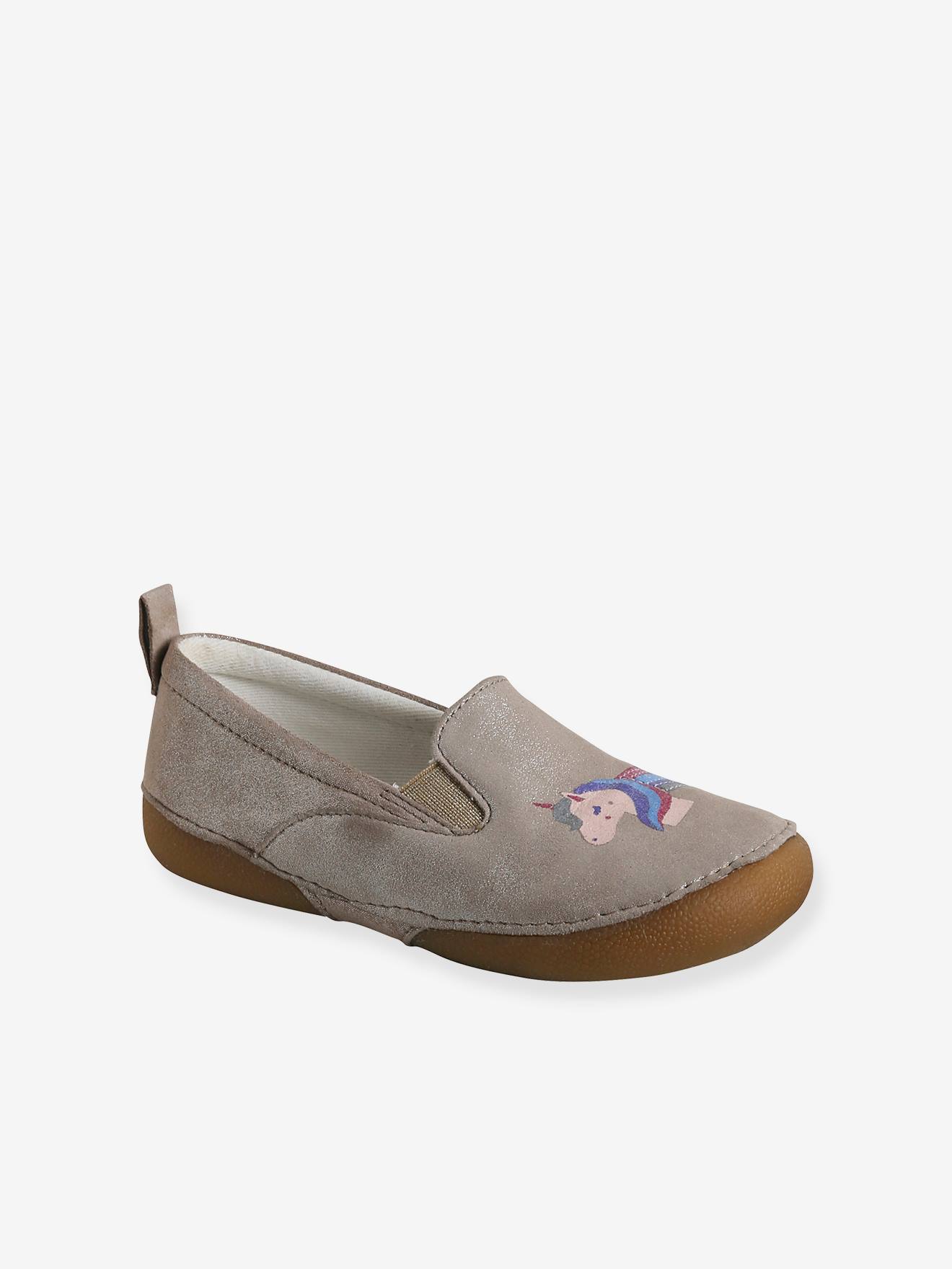 Vertbaudet Kinder Hausschuhe - beige glanzeffekt