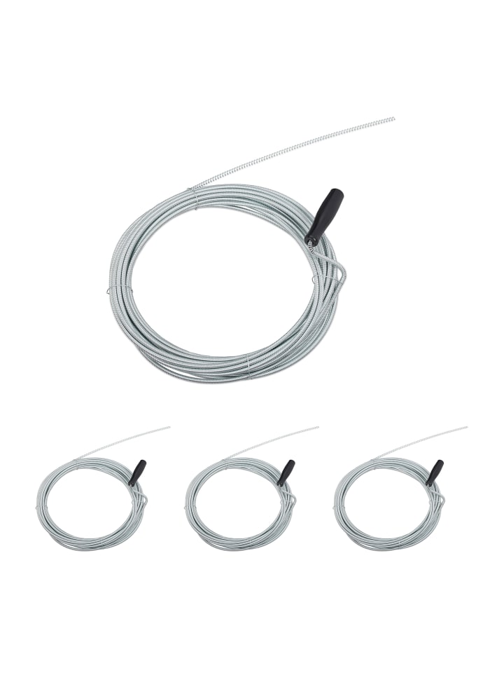 relaxdays 4x Rohrreinigungsspirale in Silber günstig kaufen onesize