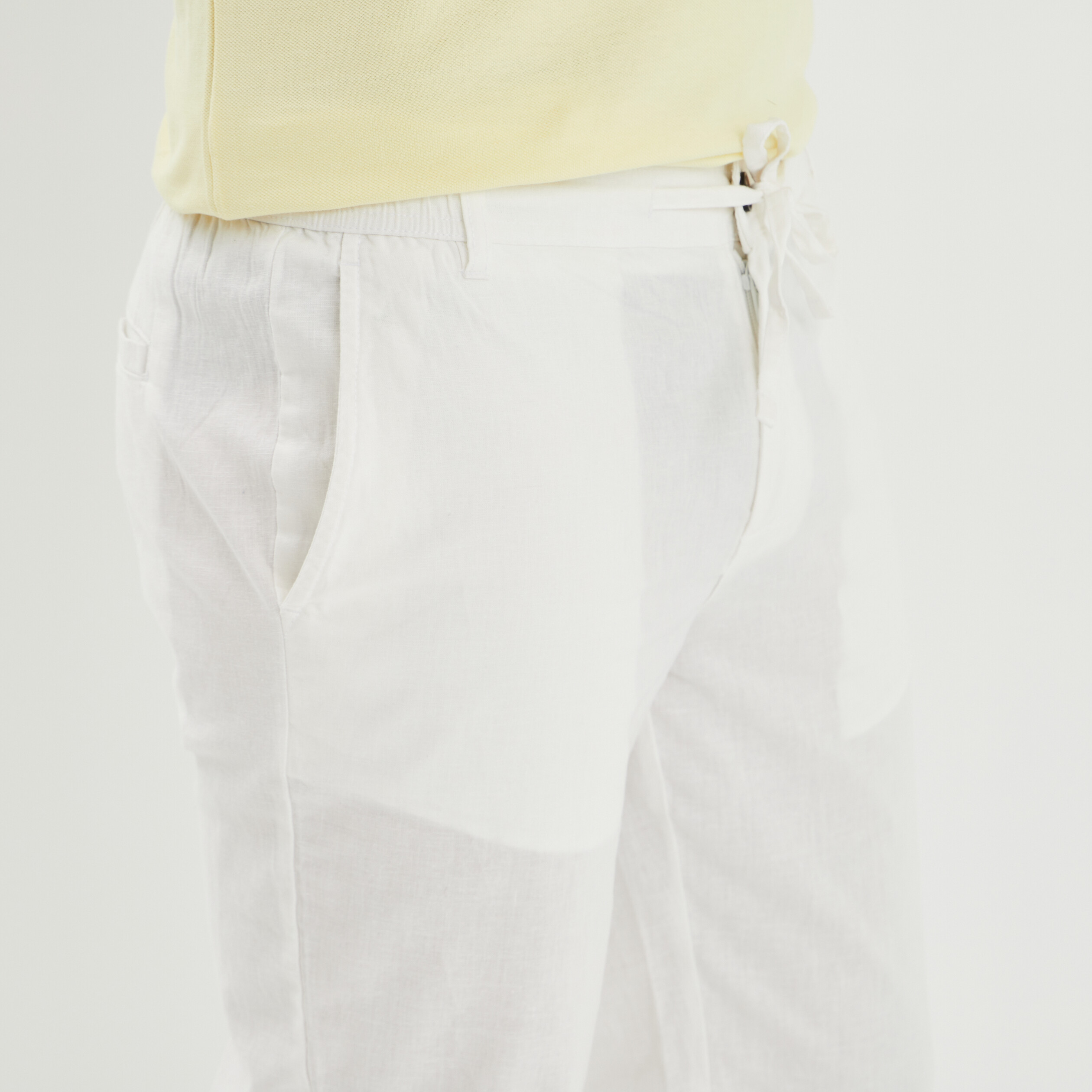 Pantalon chino droit lin majoritaire blanc homme | La Halle