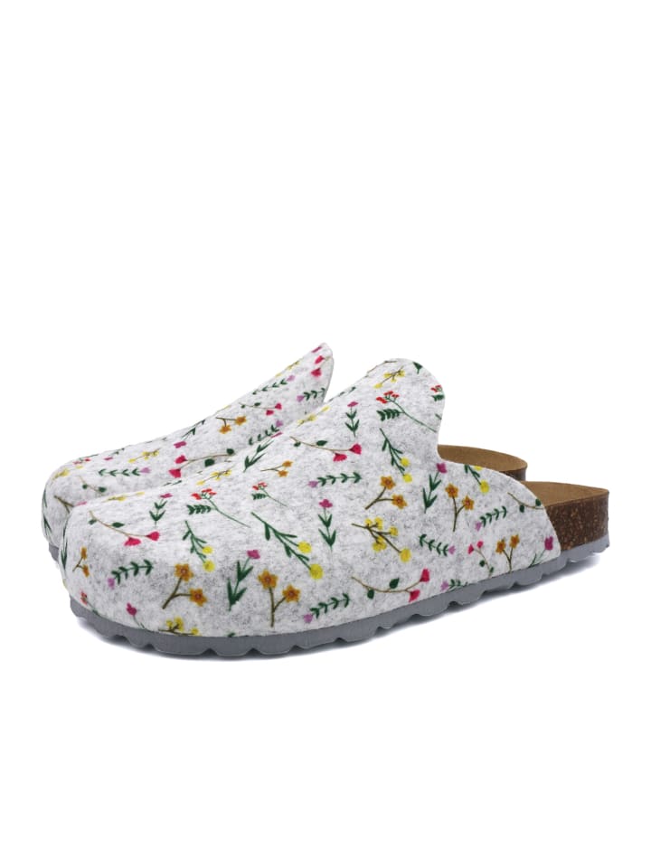 billowy Pantoletten HOME FLOWERS in grau günstig kaufen