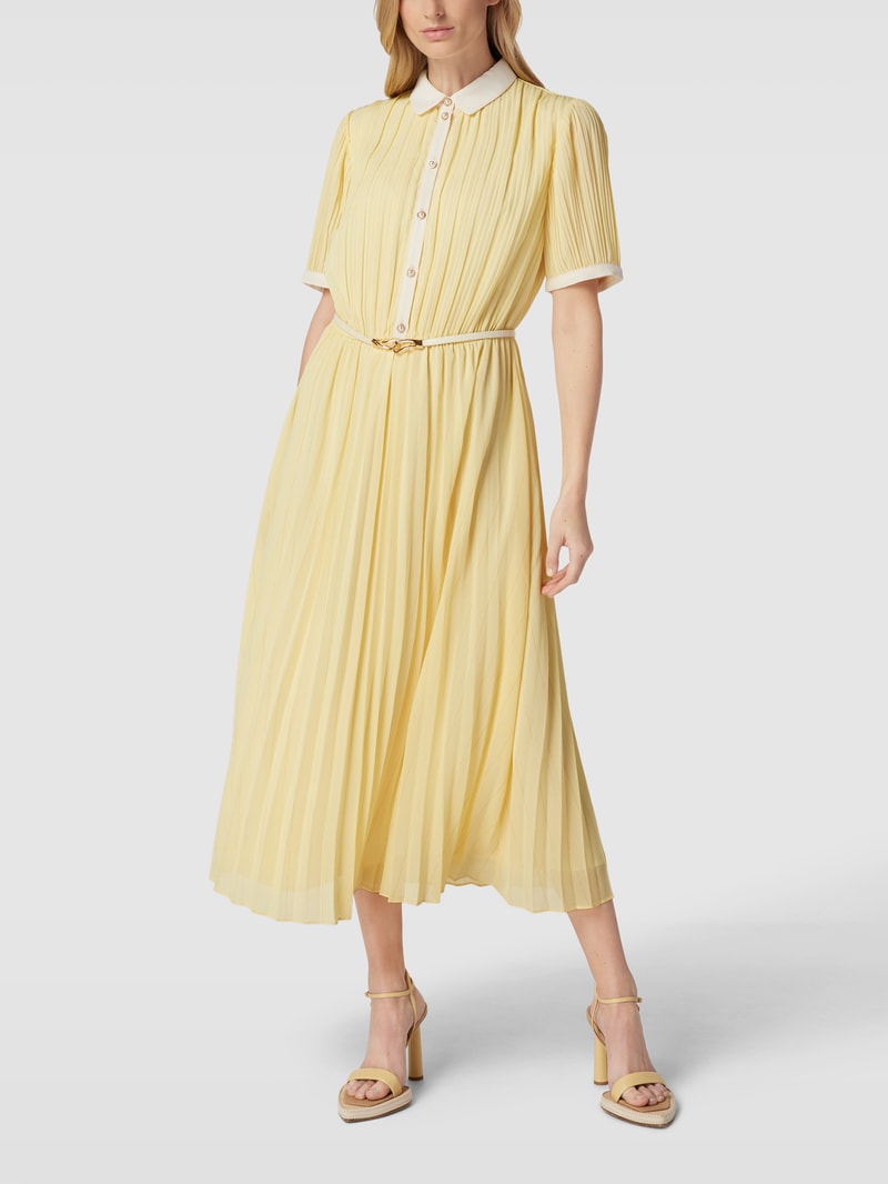 Kleid mit Kragen in hellgelb